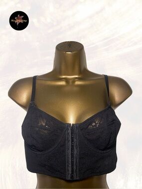 Y2K Black Lace Longline Bustier Bralette